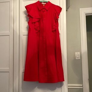 Red Dress With Ruffled sleeves